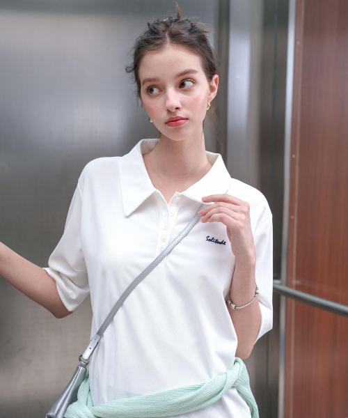 PIGMENT(ピグメント)の「PK無地刺繍Tシャツ (YZTS2605006)(Tシャツ/カットソー・レディース・ピンク/ホワイト/ネイビー/ミント・FREE)」の5枚目の写真