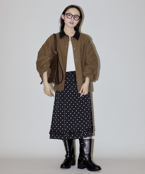 PUBLUX(パブリュクス)の「PUBLUX/パブリュクス ドッド シアー ミディアム スカート 限定展開(スカート・レディース・オフホワイト/ブラック・フリ-)」の7枚目の写真