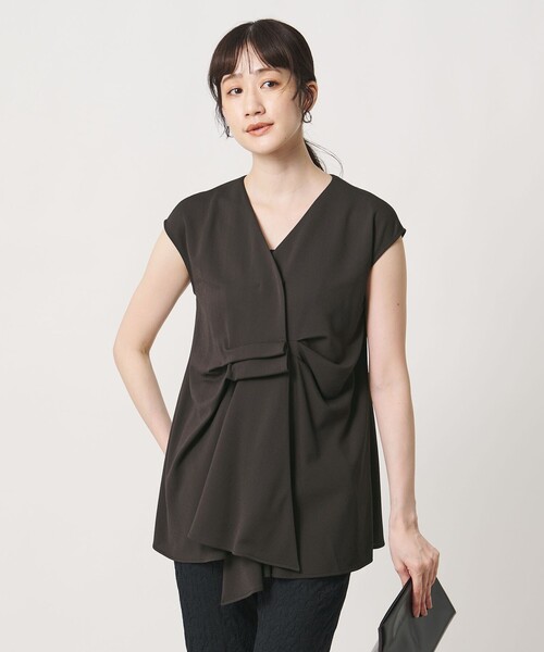 UNITED ARROWS（ユナイテッドアローズ）の「Spiree ジャージー フレンチスリーブ ブラウス（シャツ/ブラウス・レディース・ブラック/ダークブラウン・FREE）」の9枚目の写真