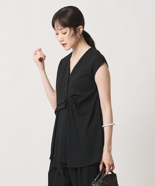 UNITED ARROWS（ユナイテッドアローズ）の「Spiree ジャージー フレンチスリーブ ブラウス（シャツ/ブラウス・レディース・ブラック/ダークブラウン・FREE）」の13枚目の写真