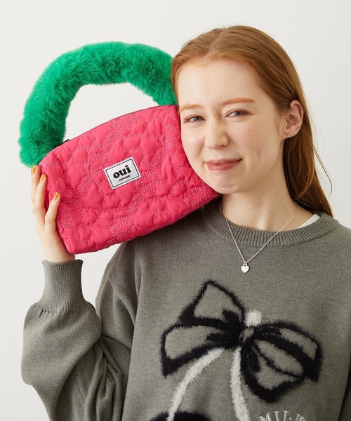 MILKFED.(ミルクフェド)の「CHERRY QUILTED FUR HANDLE BAG(ハンドバッグ・レディース・ピンク/ベージュ/ブラック・ONE SIZE)」の1枚目の写真