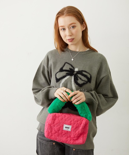 MILKFED.(ミルクフェド)の「CHERRY QUILTED FUR HANDLE BAG(ハンドバッグ・レディース・ピンク/ベージュ/ブラック・ONE SIZE)」の9枚目の写真