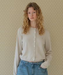 [SET] KNIT CARDIGAN WITH HEAD SCARF_LIGHT GREY