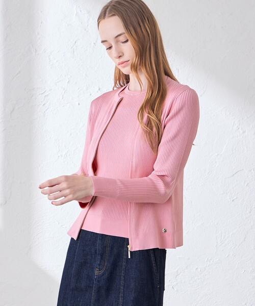 MACKINTOSH LONDON(マッキントッシュ ロンドン)の「ブライトレーヨンジップカーディガン(カーディガン/ボレロ・レディース・オレンジ/ネイビー/ベージュ/ピンク系その他2・38/40)」の1枚目の写真