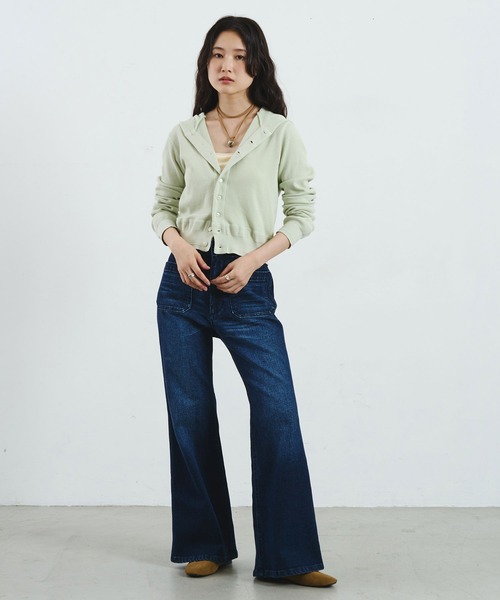 ROSE BUD(ローズバッド)の「【ROSE BUD別注】FAITH COTTON THERMAL HODDIE CARDIGAN(カーディガン/ボレロ・レディース・バーガンディー/イエロー/ライトグリーン・ONE SIZE)」の7枚目の写真