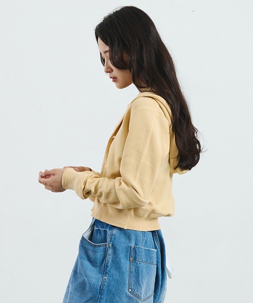ROSE BUD(ローズバッド)の「【ROSE BUD別注】FAITH COTTON THERMAL HODDIE CARDIGAN(カーディガン/ボレロ・レディース・バーガンディー/イエロー/ライトグリーン・ONE SIZE)」の19枚目の写真