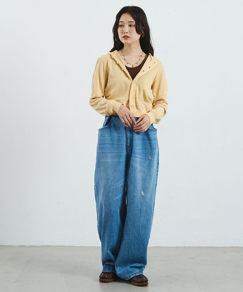 ROSE BUD(ローズバッド)の「【ROSE BUD別注】FAITH COTTON THERMAL HODDIE CARDIGAN(カーディガン/ボレロ・レディース・バーガンディー/イエロー/ライトグリーン・ONE SIZE)」の21枚目の写真