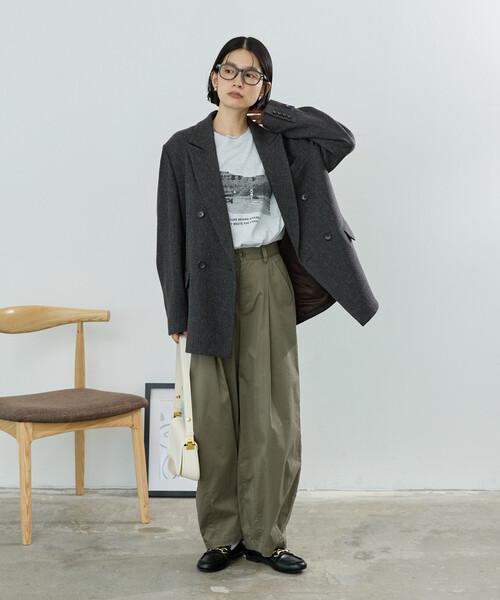 FREAK'S STORE(フリークスストア)の「ENGLISH WOOL ジャケット/イングリッシュウール ジャケット/ダブルジャケット(その他アウター・レディース・グレー/オリーブ・SMALL/MEDIUM)」の6枚目の写真