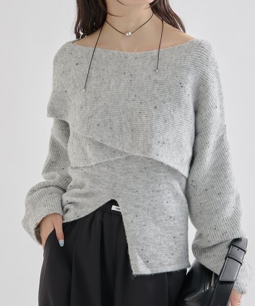 mystic(ミスティック)の「【ZOZO限定REVIVAL】26AWクロスニットスリットキャミSET(ニット/セーター・レディース・ライトグレー/ベージュ/アイボリー・FREE)」の2枚目の写真