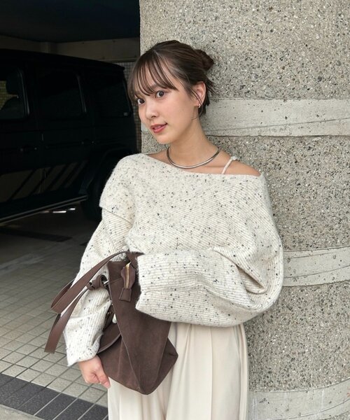mystic(ミスティック)の「【ZOZO限定REVIVAL】26AWクロスニットスリットキャミSET(ニット/セーター・レディース・ライトグレー/ベージュ/アイボリー・FREE)」の10枚目の写真