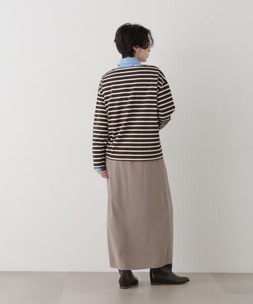 NANO universe（ナノユニバース）の「ボーダー2wayカットトップス（Tシャツ/カットソー・レディース・ネイビー/ブラウン/ホワイト・FREE）」の10枚目の写真