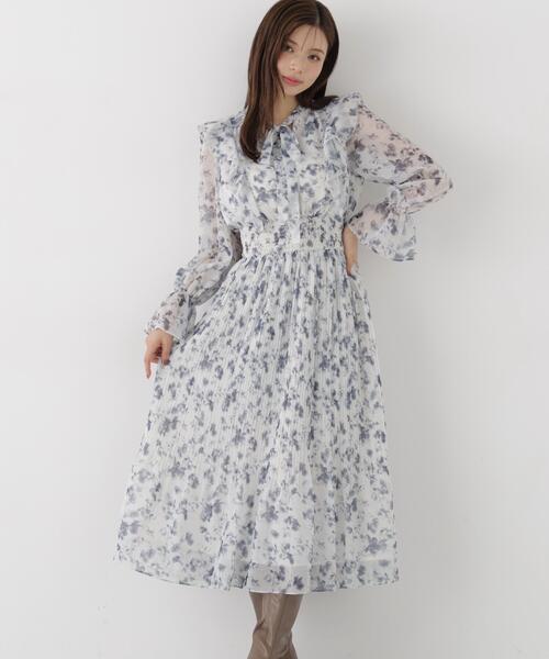 PROPORTION BODY DRESSING(プロポーションボディドレッシング)の「リボンプリーツ花柄ワンピース / 1216240907(ワンピース・レディース・ブラック/ピンク・MEDIUM/P/S)」の1枚目の写真