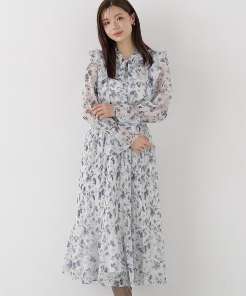 PROPORTION BODY DRESSING(プロポーションボディドレッシング)の「リボンプリーツ花柄ワンピース / 1216240907(ワンピース・レディース・ブラック/ピンク・MEDIUM/P/S)」の3枚目の写真