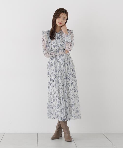 PROPORTION BODY DRESSING(プロポーションボディドレッシング)の「リボンプリーツ花柄ワンピース / 1216240907(ワンピース・レディース・ブラック/ピンク・MEDIUM/P/S)」の5枚目の写真
