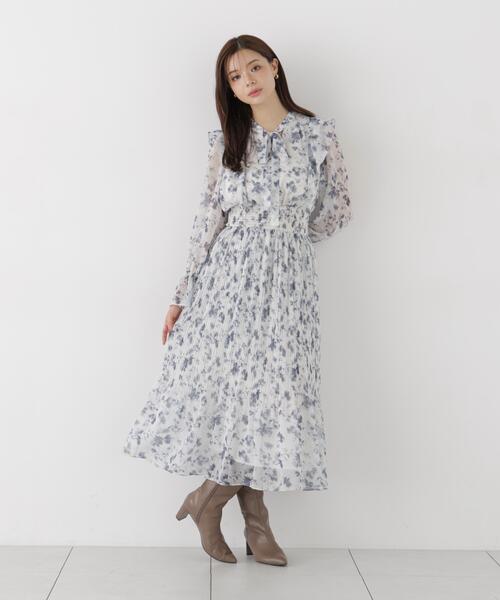 PROPORTION BODY DRESSING(プロポーションボディドレッシング)の「リボンプリーツ花柄ワンピース / 1216240907(ワンピース・レディース・ブラック/ピンク・MEDIUM/P/S)」の8枚目の写真