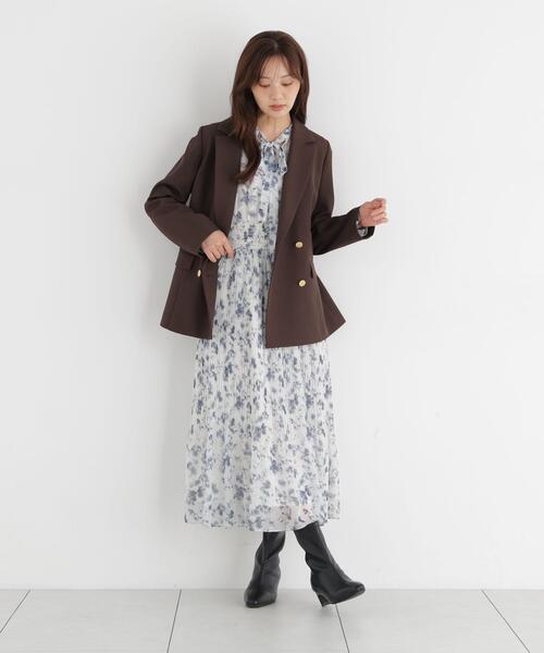 PROPORTION BODY DRESSING(プロポーションボディドレッシング)の「リボンプリーツ花柄ワンピース / 1216240907(ワンピース・レディース・ブラック/ピンク・MEDIUM/P/S)」の10枚目の写真