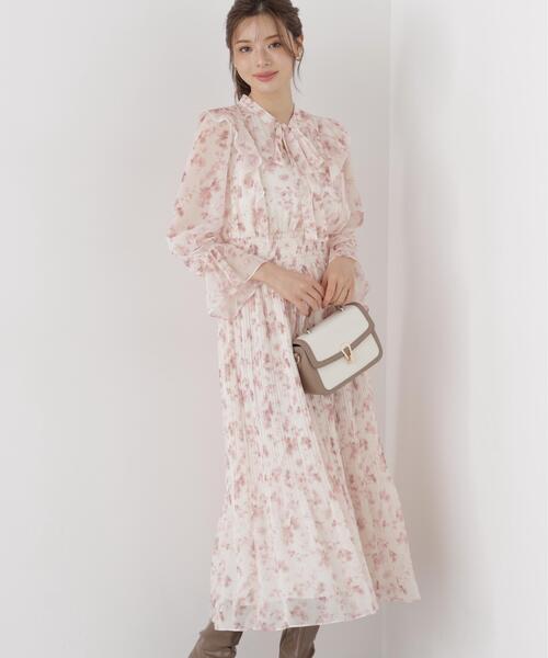 PROPORTION BODY DRESSING(プロポーションボディドレッシング)の「リボンプリーツ花柄ワンピース / 1216240907(ワンピース・レディース・ブラック/ピンク・MEDIUM/P/S)」の15枚目の写真