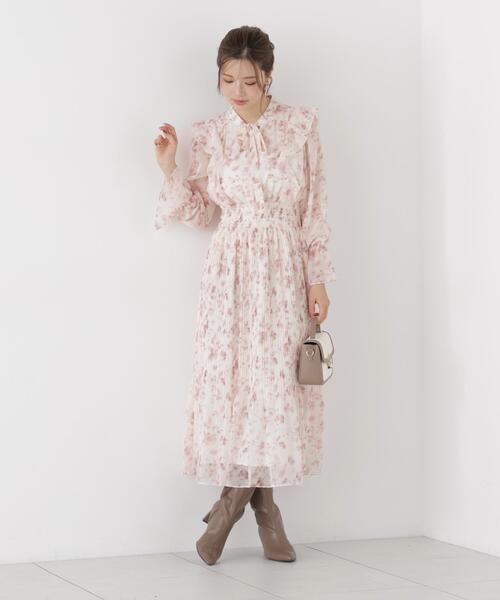 PROPORTION BODY DRESSING(プロポーションボディドレッシング)の「リボンプリーツ花柄ワンピース / 1216240907(ワンピース・レディース・ブラック/ピンク・MEDIUM/P/S)」の16枚目の写真