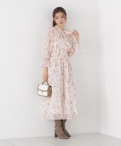 PROPORTION BODY DRESSING(プロポーションボディドレッシング)の「リボンプリーツ花柄ワンピース / 1216240907(ワンピース・レディース・ブラック/ピンク・MEDIUM/P/S)」の18枚目の写真