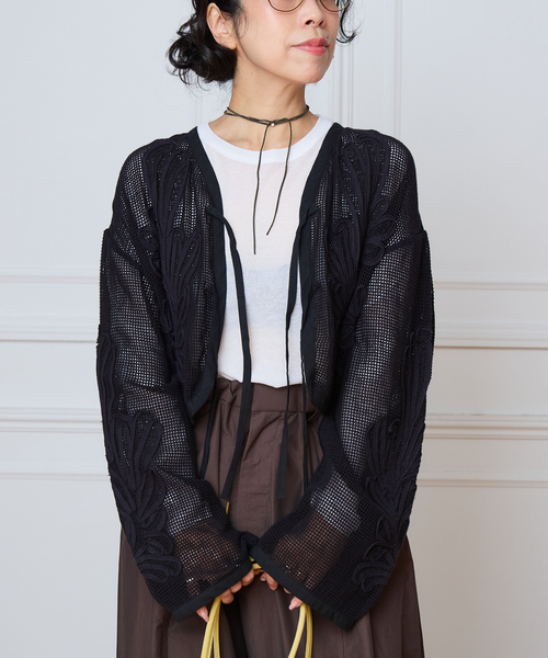 IENA LA BOUCLE(イエナラブークル)の「IENA LA BOUCLE メッシュテープ刺繍ジャケット(その他アウター・レディース・ブラック・FREE)」の14枚目の写真