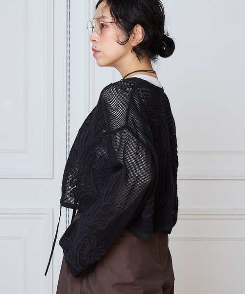 IENA LA BOUCLE(イエナラブークル)の「IENA LA BOUCLE メッシュテープ刺繍ジャケット(その他アウター・レディース・ブラック・FREE)」の16枚目の写真