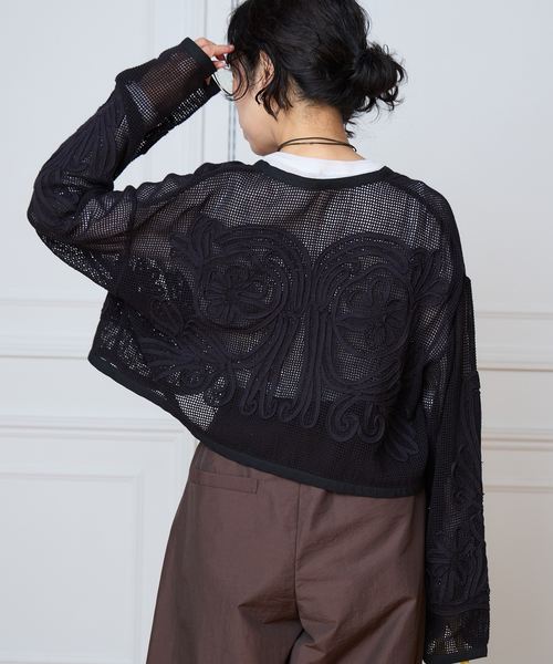 IENA LA BOUCLE(イエナラブークル)の「IENA LA BOUCLE メッシュテープ刺繍ジャケット(その他アウター・レディース・ブラック・FREE)」の17枚目の写真