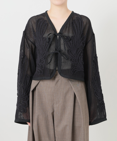 IENA LA BOUCLE(イエナラブークル)の「IENA LA BOUCLE メッシュテープ刺繍ジャケット(その他アウター・レディース・ブラック・FREE)」の12枚目の写真