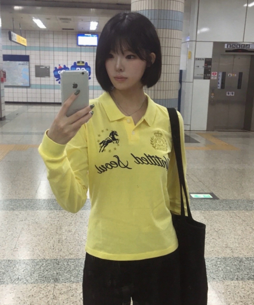 UNTITLED SEOUL(アンタイトル ソウル)の「アンタイトルクレストポロロングスリーブイエロー(ポロシャツ・レディース・その他・LARGE/MEDIUM/SMALL)」の5枚目の写真