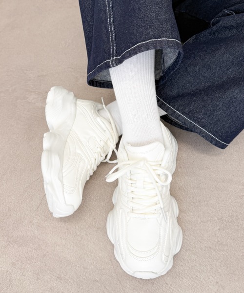 WEGO(ウィゴー)の「WEGO/ウェーブソールダッドスニーカー(スニーカー・レディース・ホワイト/ブラック・MEDIUM/LARGE/SMALL)」の10枚目の写真