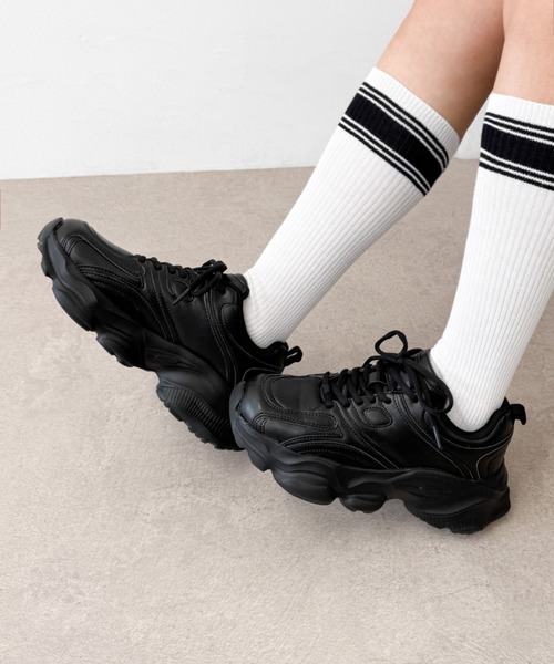 WEGO(ウィゴー)の「WEGO/ウェーブソールダッドスニーカー(スニーカー・レディース・ホワイト/ブラック・MEDIUM/LARGE/SMALL)」の13枚目の写真