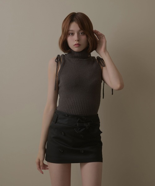 M DOLLY(エムドリー)の「Trench annette mini skirt / トレンチアネットミニスカート(スカート・レディース・ブラック/ベージュ・M/S)」の3枚目の写真