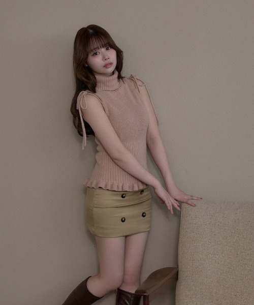 M DOLLY(エムドリー)の「Trench annette mini skirt / トレンチアネットミニスカート(スカート・レディース・ブラック/ベージュ・M/S)」の12枚目の写真