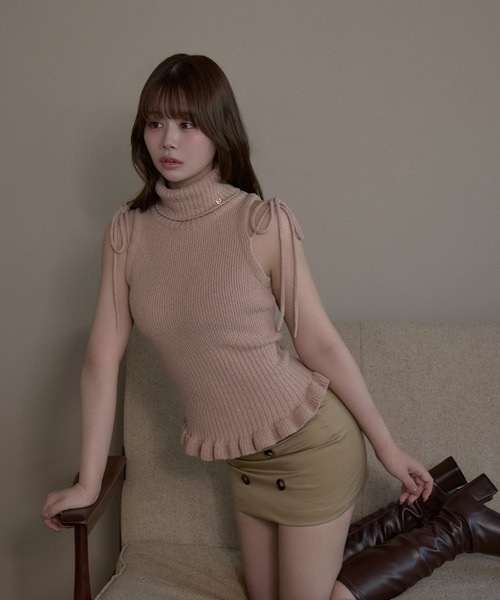 M DOLLY(エムドリー)の「Trench annette mini skirt / トレンチアネットミニスカート(スカート・レディース・ブラック/ベージュ・M/S)」の14枚目の写真