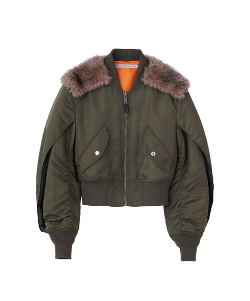 CONZ(コンズ)の「NYLON BOMBER JACKET WITH BACK FUR(ミリタリージャケット・レディース・カーキ/ブラック・S/M)」の7枚目の写真