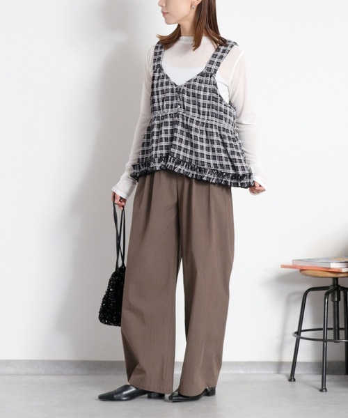 cepo（セポ）の「〈セットアイテム〉チェックベスト＋ロングスリーブカットソー（ベスト・レディース・ブラック系/レッド系・M）」の7枚目の写真