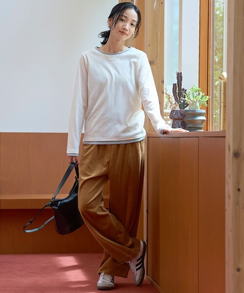 coen(コーエン)の「レイヤード風 配色デザインリブロンT(Tシャツ/カットソー・レディース・ブラック/オフホワイト・L/M)」の3枚目の写真