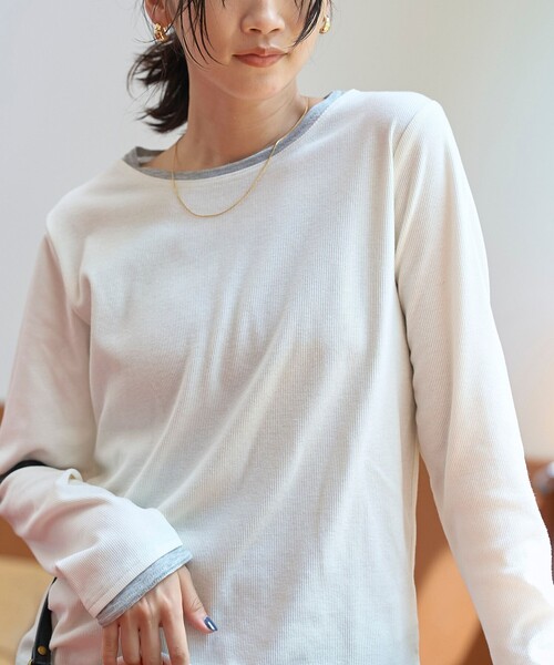 coen(コーエン)の「レイヤード風 配色デザインリブロンT(Tシャツ/カットソー・レディース・ブラック/オフホワイト・L/M)」の8枚目の写真