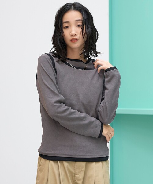 coen(コーエン)の「レイヤード風 配色デザインリブロンT(Tシャツ/カットソー・レディース・ブラック/オフホワイト・L/M)」の13枚目の写真