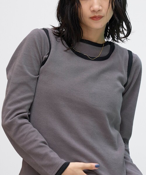 coen(コーエン)の「レイヤード風 配色デザインリブロンT(Tシャツ/カットソー・レディース・ブラック/オフホワイト・L/M)」の15枚目の写真