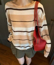 オーバーサイズ配色ボーダートップス