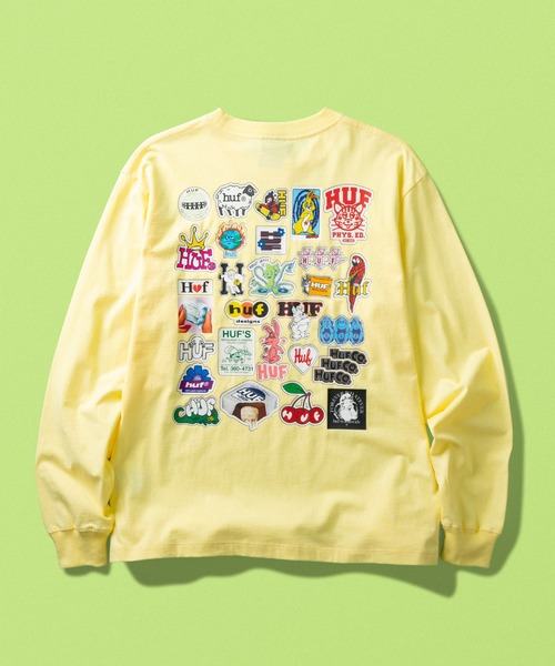 HUF(ハフ)の「STICKER PACK LS TEE(Tシャツ/カットソー・メンズ・ホワイト/ライトイエロー/ブラック・M/S/XXL/XL/L)」の3枚目の写真