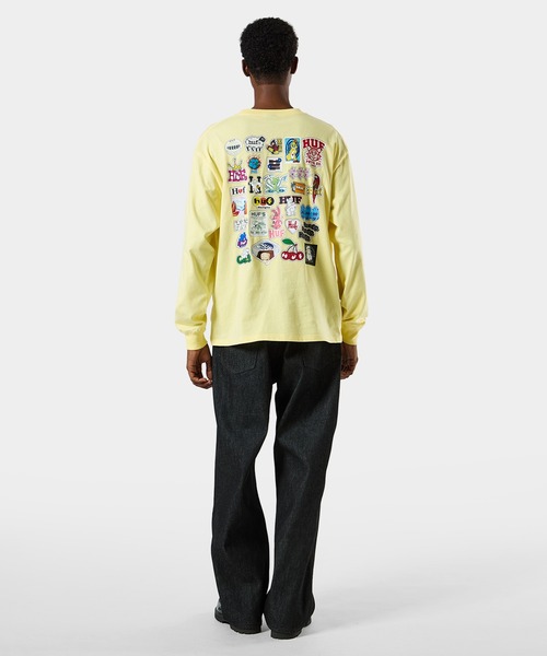 HUF(ハフ)の「STICKER PACK LS TEE(Tシャツ/カットソー・メンズ・ホワイト/ライトイエロー/ブラック・M/S/XXL/XL/L)」の8枚目の写真