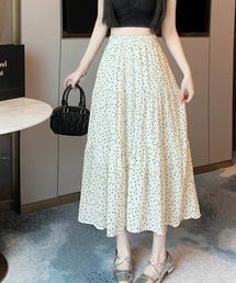 フレアスカート ドット柄スカート Aライン ハイウエスト ウエストゴム ゆったり 普段使い