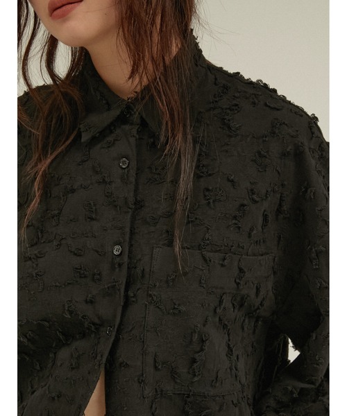 LA PEAU DE GEM(ラポドゥジェム)の「シャギージャガードシャツ / 【 LA PEAU DE GEM 】 shaggy jacquard shirt(シャツ/ブラウス・レディース・ブラック・FREE)」の3枚目の写真