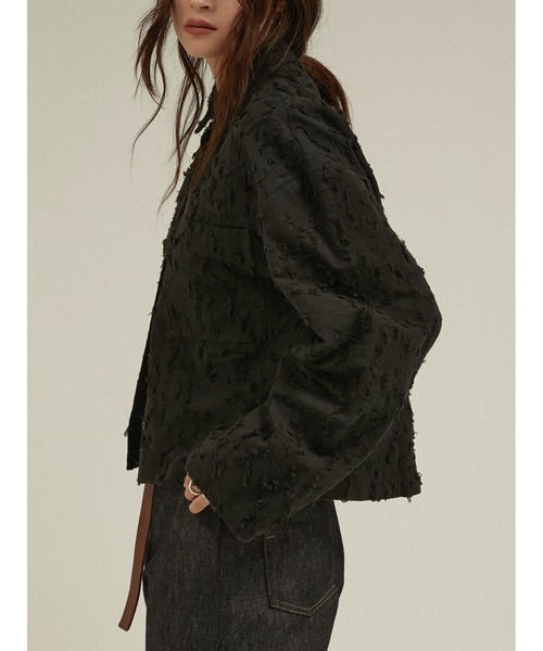 LA PEAU DE GEM(ラポドゥジェム)の「シャギージャガードシャツ / 【 LA PEAU DE GEM 】 shaggy jacquard shirt(シャツ/ブラウス・レディース・ブラック・FREE)」の5枚目の写真