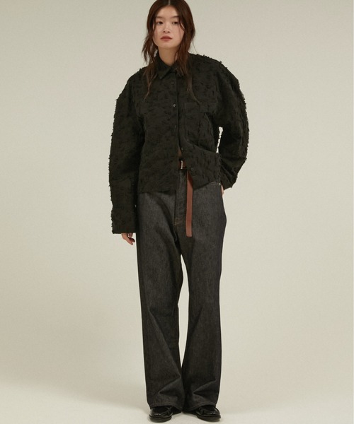 LA PEAU DE GEM(ラポドゥジェム)の「シャギージャガードシャツ / 【 LA PEAU DE GEM 】 shaggy jacquard shirt(シャツ/ブラウス・レディース・ブラック・FREE)」の7枚目の写真