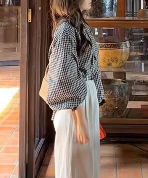 Flugge(フラッジー)の「ギンガムチェックレースブラウス(シャツ/ブラウス・レディース・ブラック・LARGE/MEDIUM)」の3枚目の写真