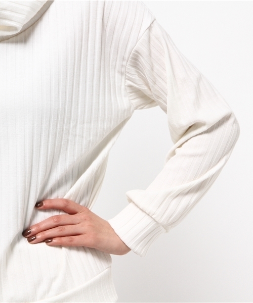 REAL CUBE(リアルキューブ)の「【30周年記念価格】REAL CUBE リブストライプセットアップ(ワンピース・レディース・オフホワイト/チャコール/ネイビー・38/36)」の7枚目の写真