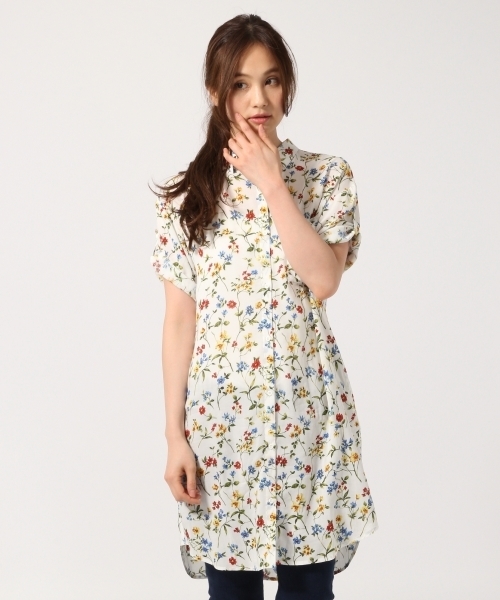 GLOBAL WORK（グローバルワーク）の「レーヨンガラシャツワンピース半袖/718773（ワンピース・レディース・オフホワイト/ブラック/ネイビー/ホワイト・LARGE/MEDIUM）」の9枚目の写真