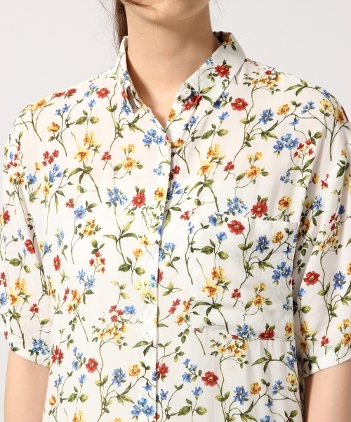 GLOBAL WORK（グローバルワーク）の「レーヨンガラシャツワンピース半袖/718773（ワンピース・レディース・オフホワイト/ブラック/ネイビー/ホワイト・LARGE/MEDIUM）」の16枚目の写真